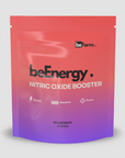 beEnergy nitric oxide booster package with gradient design on a light gray background