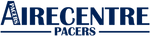 Logo of Airecentre Pacers with blue text on a white background