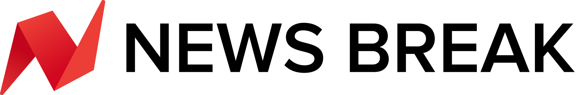 Logo of 'News Break' with a red triangle on a black background