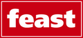 Red background with 'feast' text in white