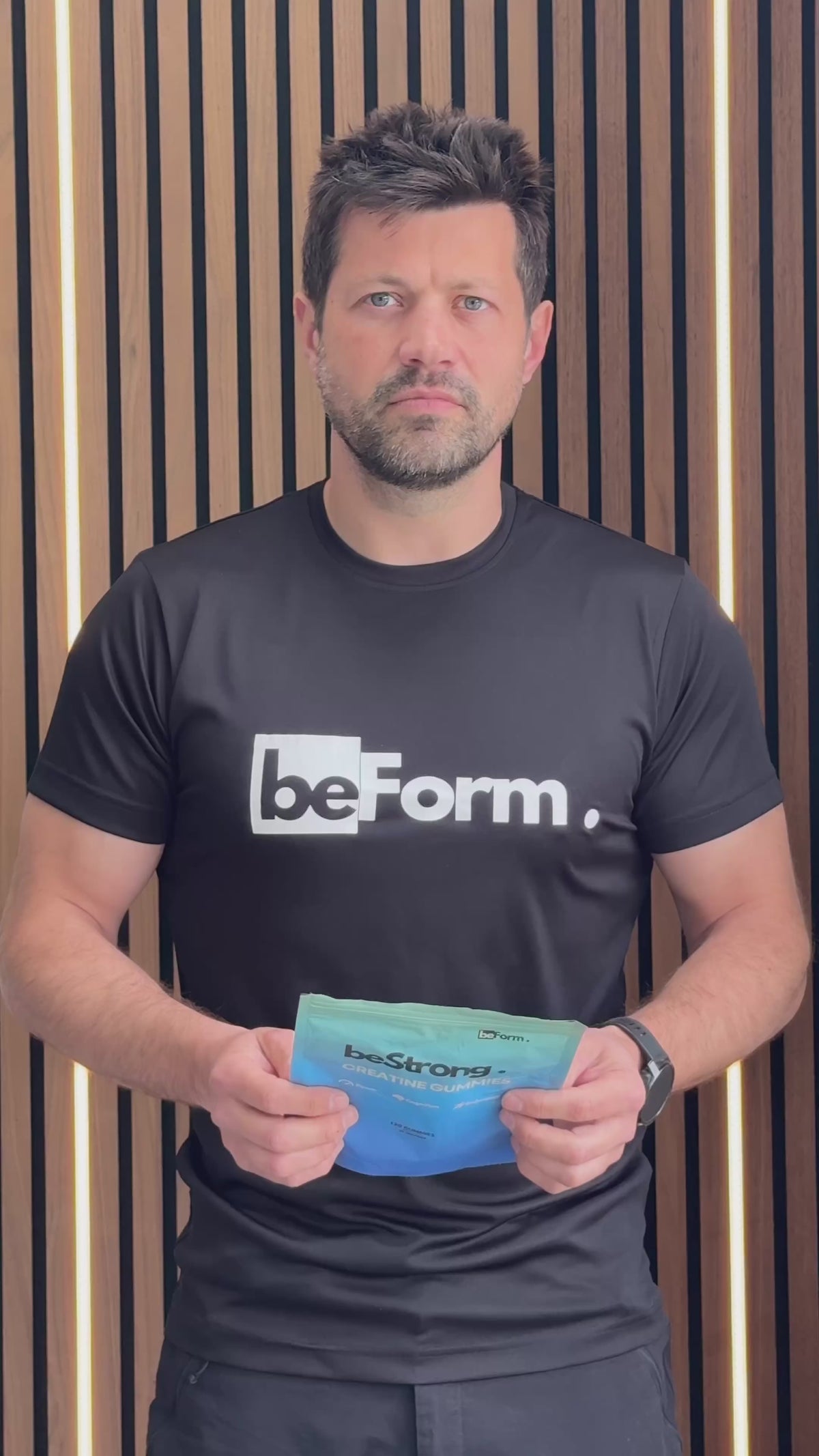 man explaining the benefits of beStrong creatine gummies